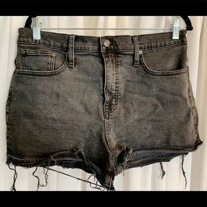 Madewell black denim ripped shorts